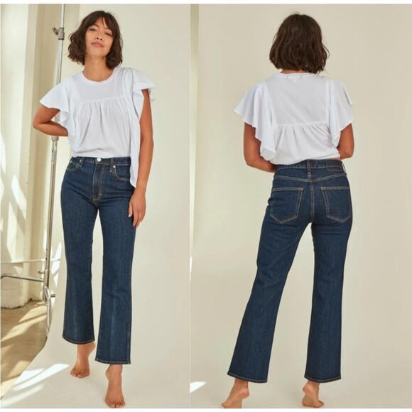 AMO Bella Indie Blue Flare Crop High-Rise Jeans Size 25 - Picture 1 of 7